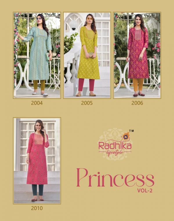 Radhika Princess Vol 2 Rayon Embroidery Long Kurti Collection